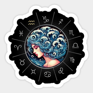 ZODIAC Aquarius - Astrological AQUARIUS - AQUARIUS - ZODIAC sign - Van Gogh style - 5 Sticker